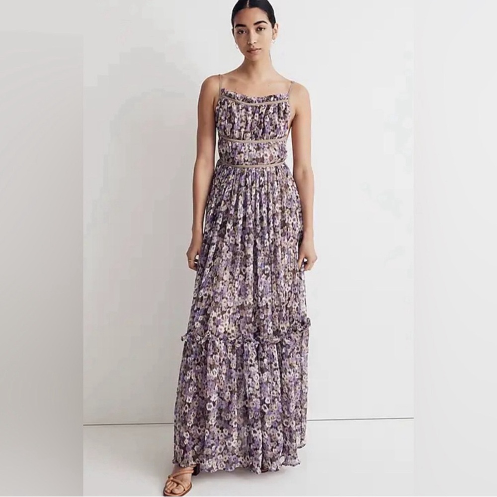 SABINA MUSAYEV floral print, tiered gathered bodice & skirt, open back